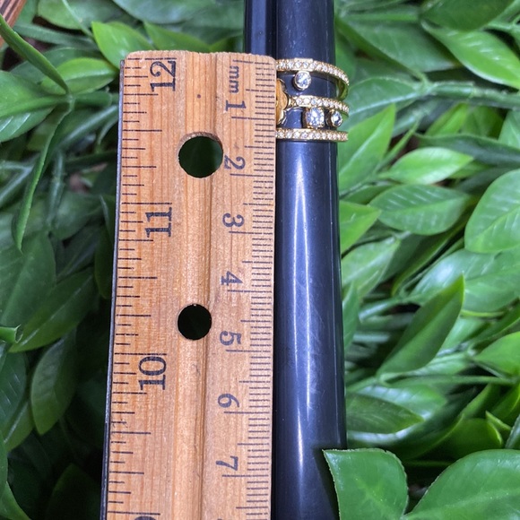 Michael Kors Gold Tone Flower Power Layered Ring with Clear Crystal Details - Picture 15 of 16